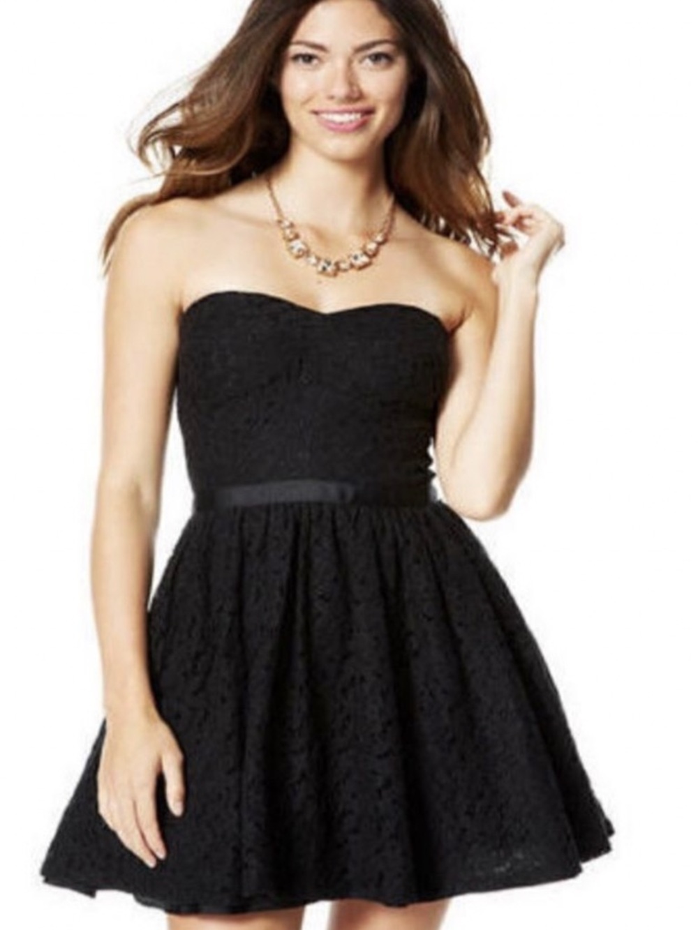 dELiA*s VINTAGE Black Lace Strapless Party Dress